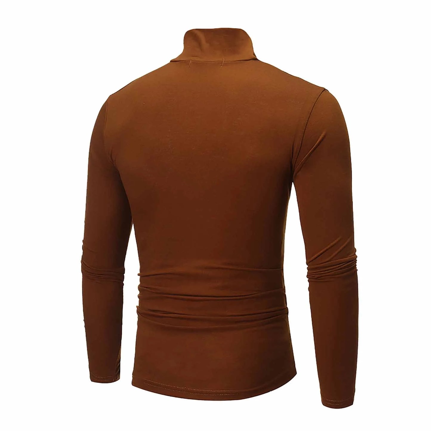 Camiseta básica lisa de fondo para hombre, Jersey informal ajustado de cuello alto básico, Tops finos de otoño y primavera