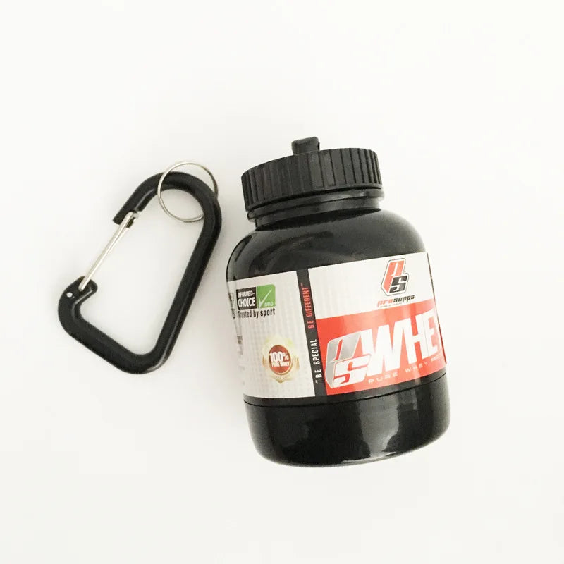 Contenedor de proteína en polvo ZK30, organizador de pastillas, llavero de proteínas, nutrición deportiva, botella de agua, llavero de proteína de suero deportivo