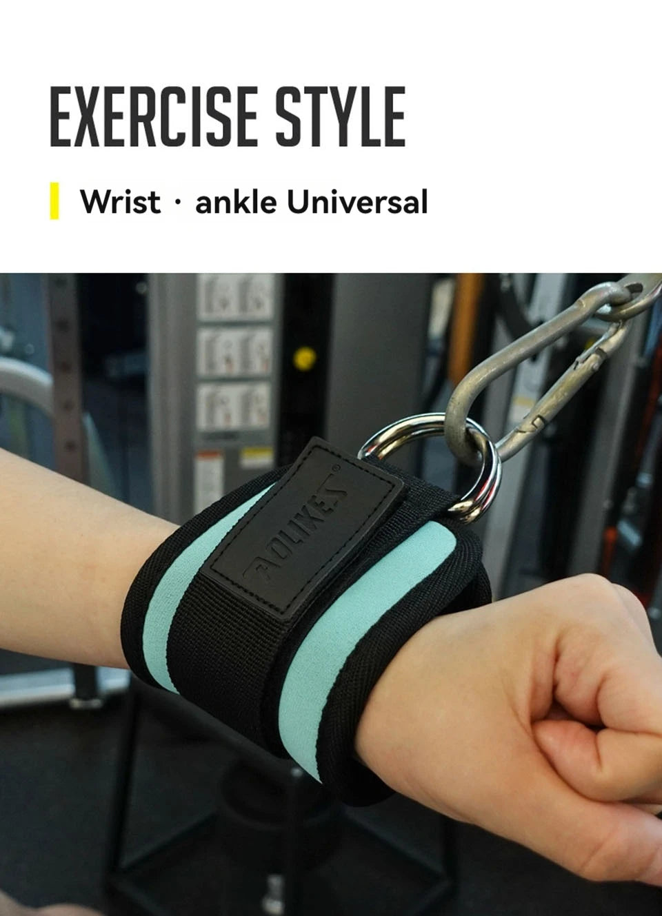 AOLIKES-Puños acolchados ajustables para muñeca y tobillo, correas acolchadas, anillo en D, cola para máquina de Cable, Ideal para ejercicios de glúteos