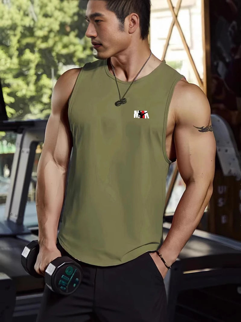 Camiseta sin mangas para gimnasio de verano para hombre, ropa de entrenamiento físico, camisa holgada sin mangas para culturismo