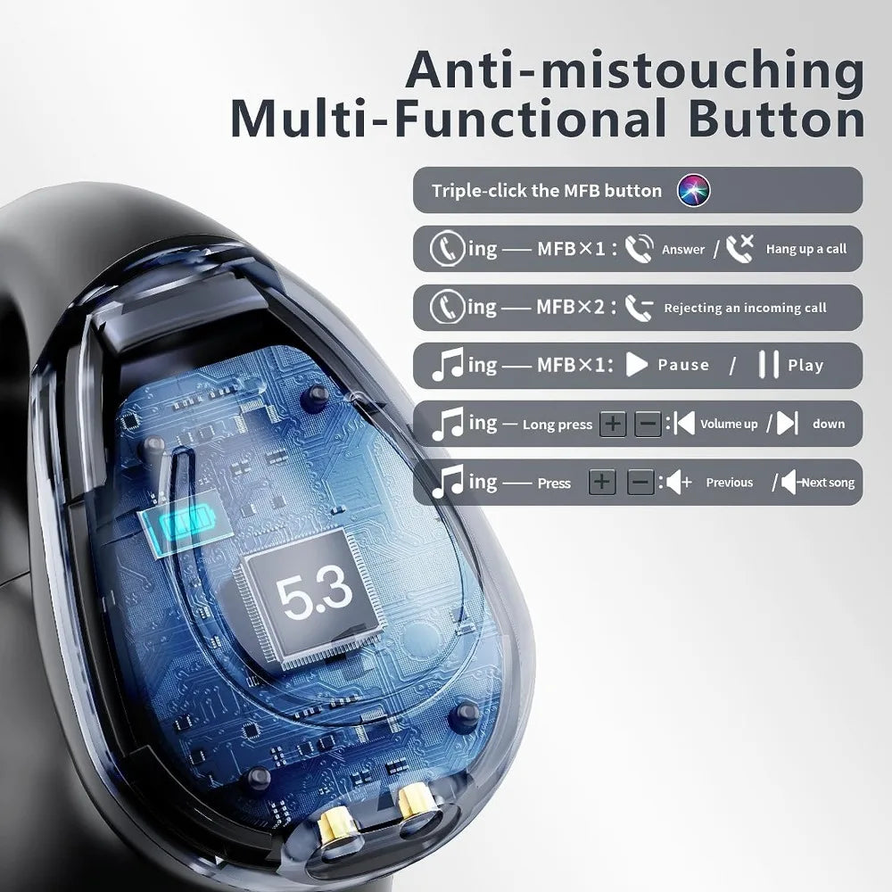 Auriculares deportivos inalámbricos de oreja abierta, auriculares BT inalámbricos con clip para Android iPhone, auriculares de conducción de aire para ciclismo, correr