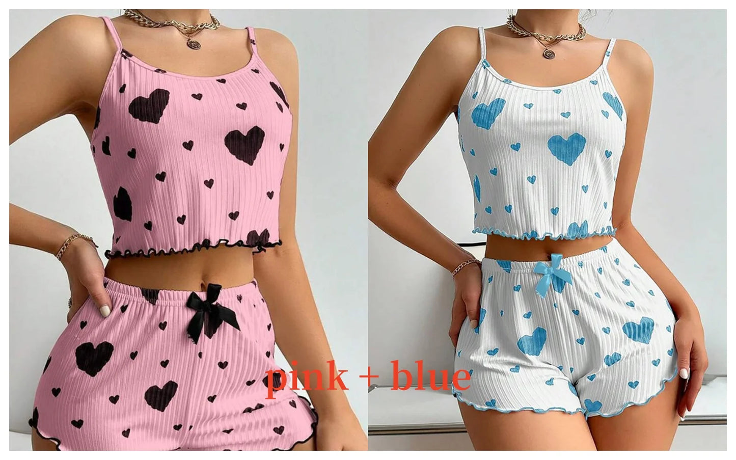 Conjunto de pijamas para mujer Ropa de dormir 2 piezas Camisetas sin mangas cortas y pantalones cortos S M L Blanco Ventilar Suave Casual Impresión de amor