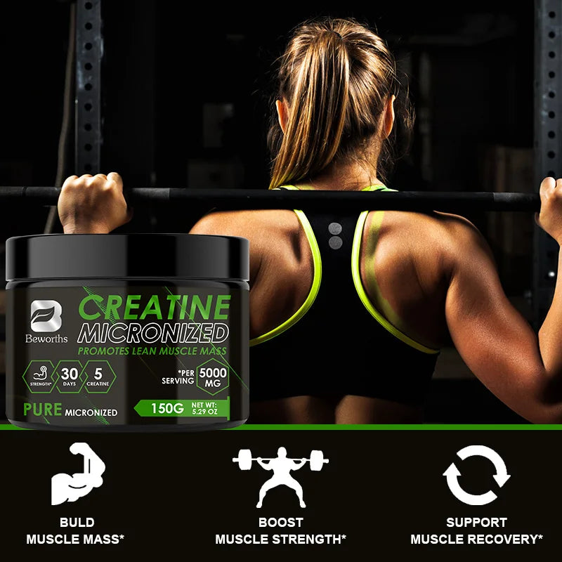 BEWORTHS-creatina monohidrato, suplementos dietéticos deportivos para entrenamiento, construcción muscular, energía celular, mejora la fuerza muscular