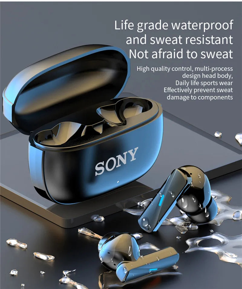Auriculares y auriculares Bluetooth inalámbricos Sony, tapones para los oídos intrauditivos, impermeables, Fitness, movimiento, música, Hedset, funda con tapa