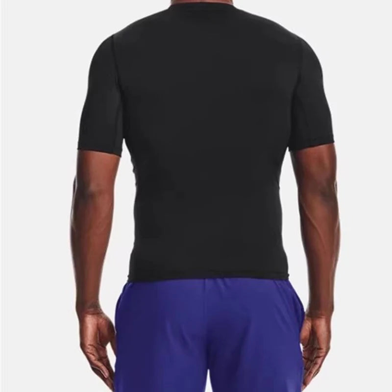 Camiseta para correr para hombre, camisetas deportivas de manga corta de verano para hombre, camiseta de entrenamiento, medias ajustadas, camisetas de compresión para gimnasio y Fitness para hombre
