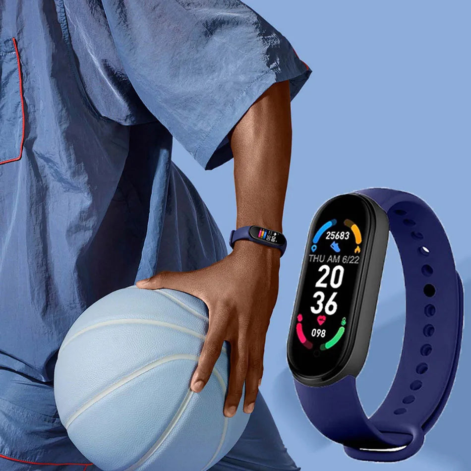 Reloj inteligente M6 para hombre y mujer, pulsera deportiva con Monitor de frecuencia cardíaca y presión arterial, resistente al agua, multifunción