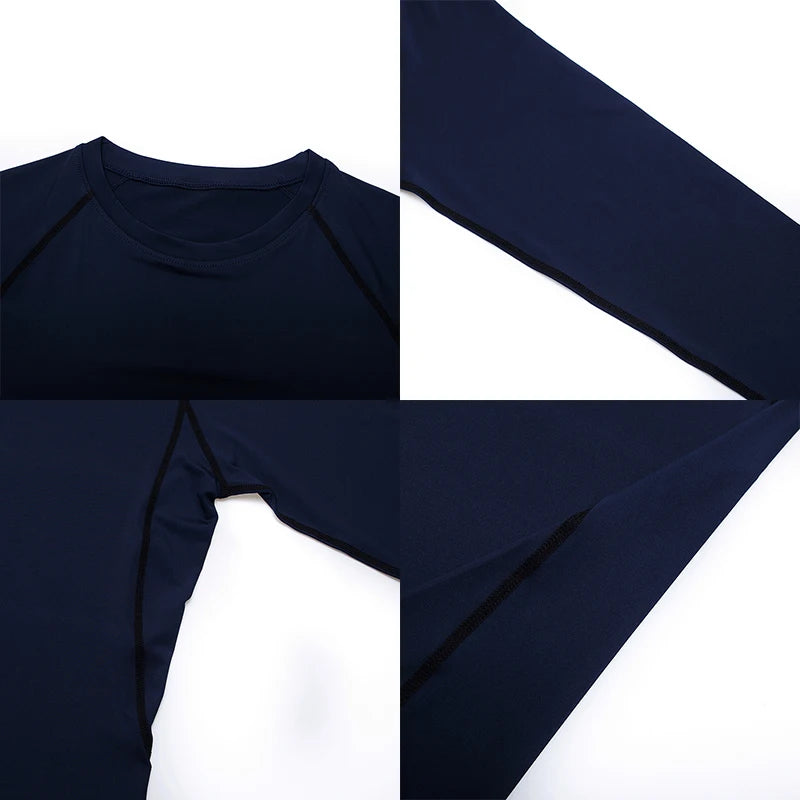 Camiseta de compresión para correr para hombre, camisa deportiva de manga apretado largo para entrenamiento, Jogging, ropa deportiva para gimnasio, ajuste seco, Rashgard