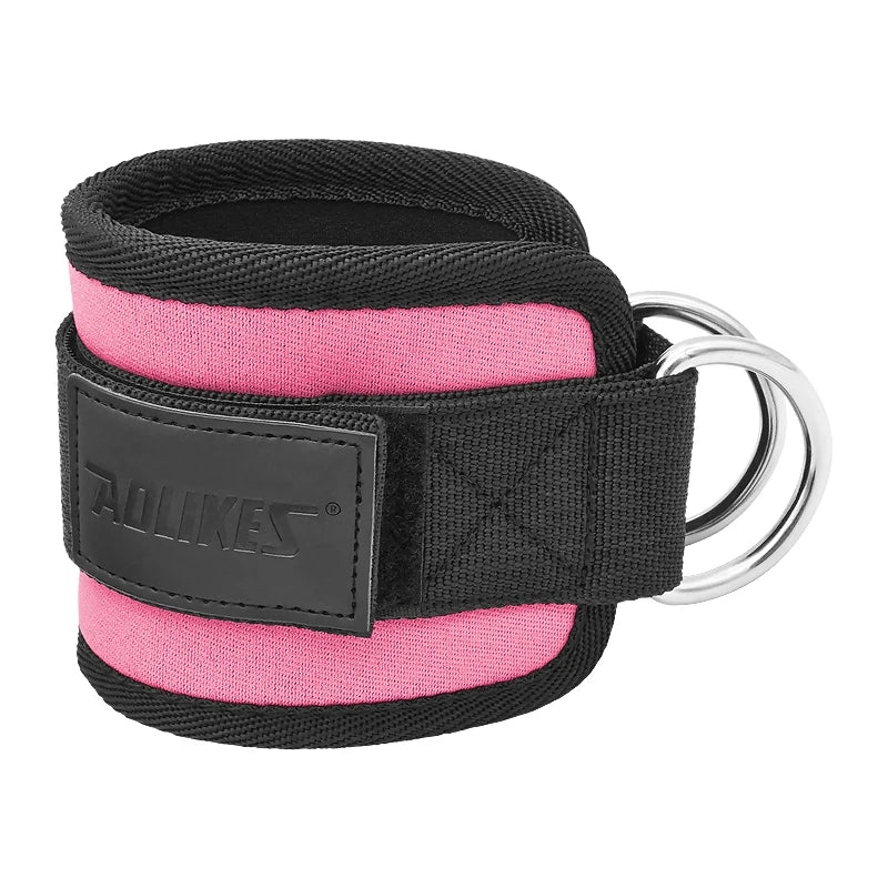 AOLIKES-Puños acolchados ajustables para muñeca y tobillo, correas acolchadas, anillo en D, cola para máquina de Cable, Ideal para ejercicios de glúteos