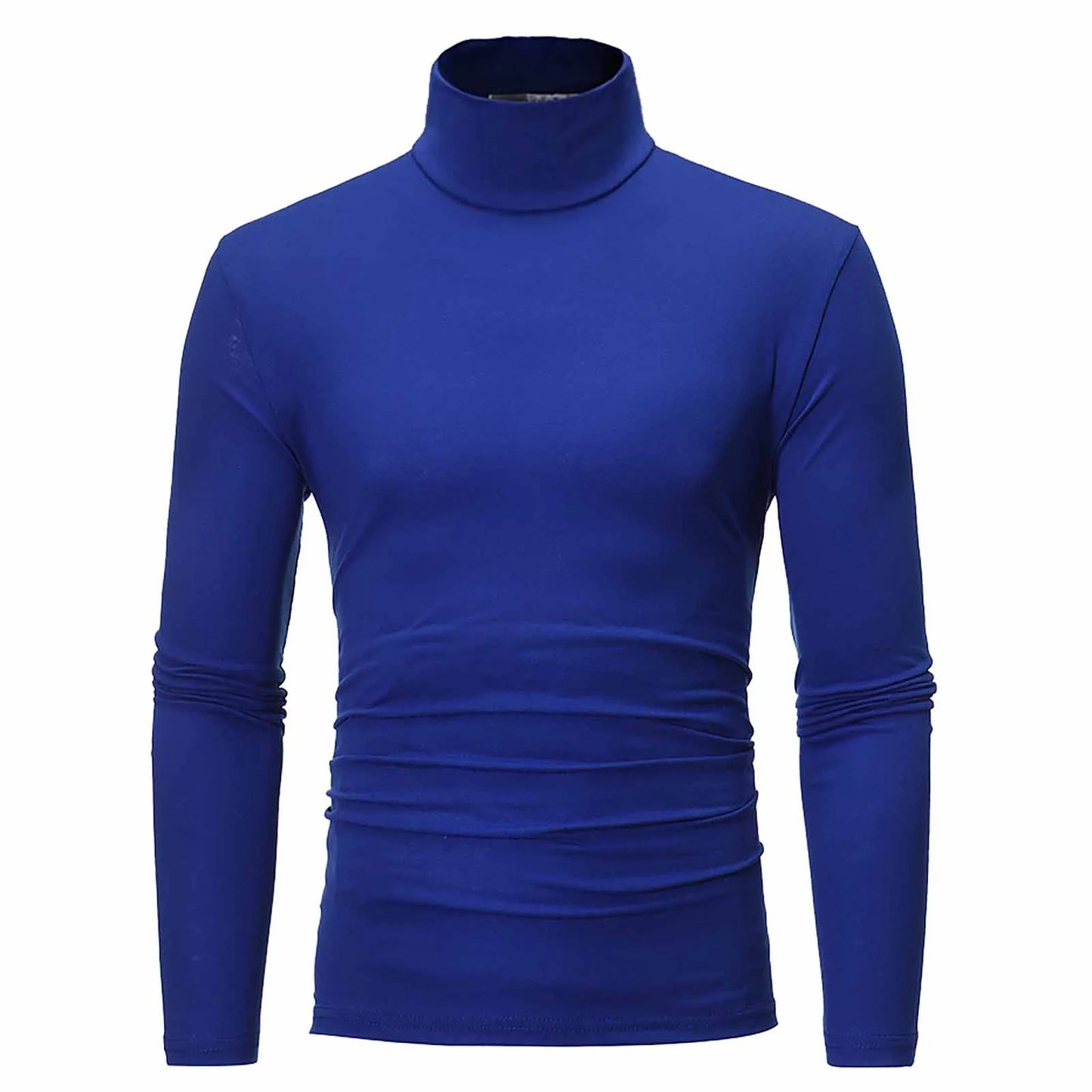 Camiseta básica lisa de fondo para hombre, Jersey informal ajustado de cuello alto básico, Tops finos de otoño y primavera