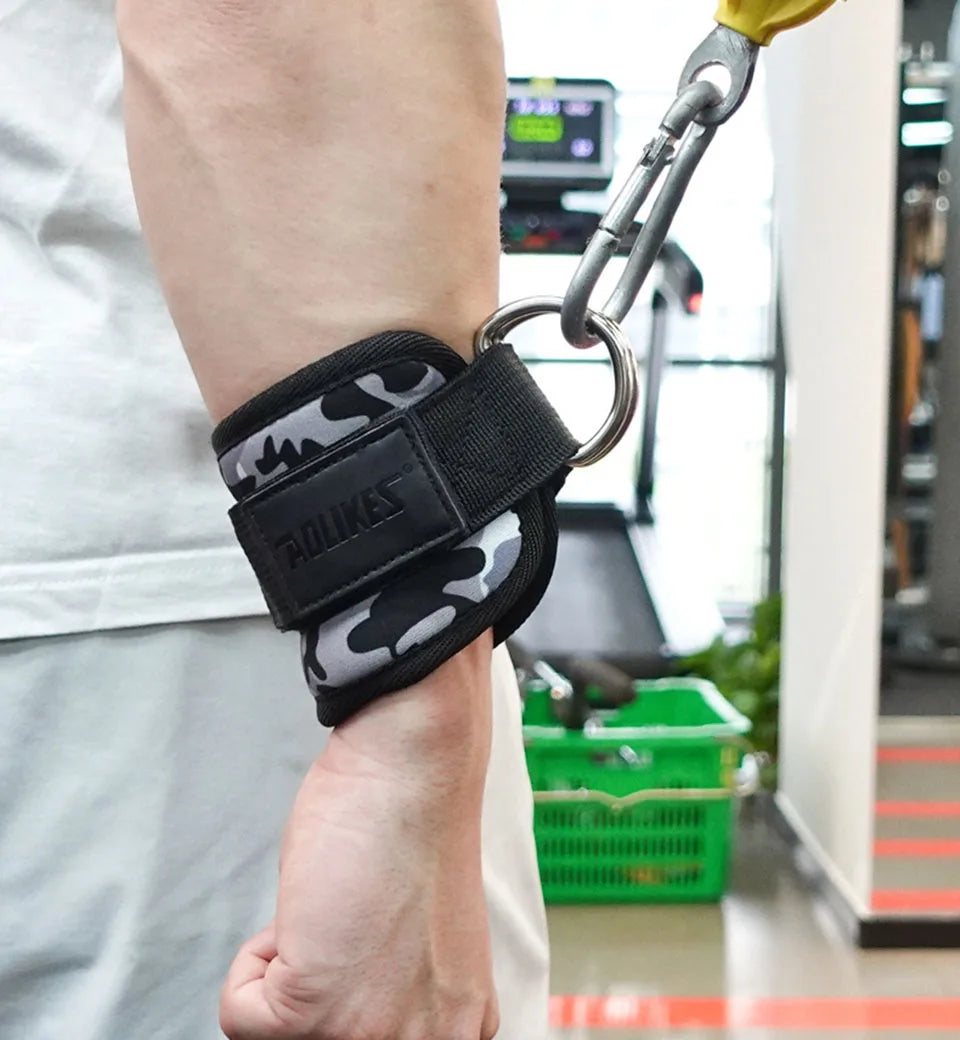 AOLIKES-Puños acolchados ajustables para muñeca y tobillo, correas acolchadas, anillo en D, cola para máquina de Cable, Ideal para ejercicios de glúteos