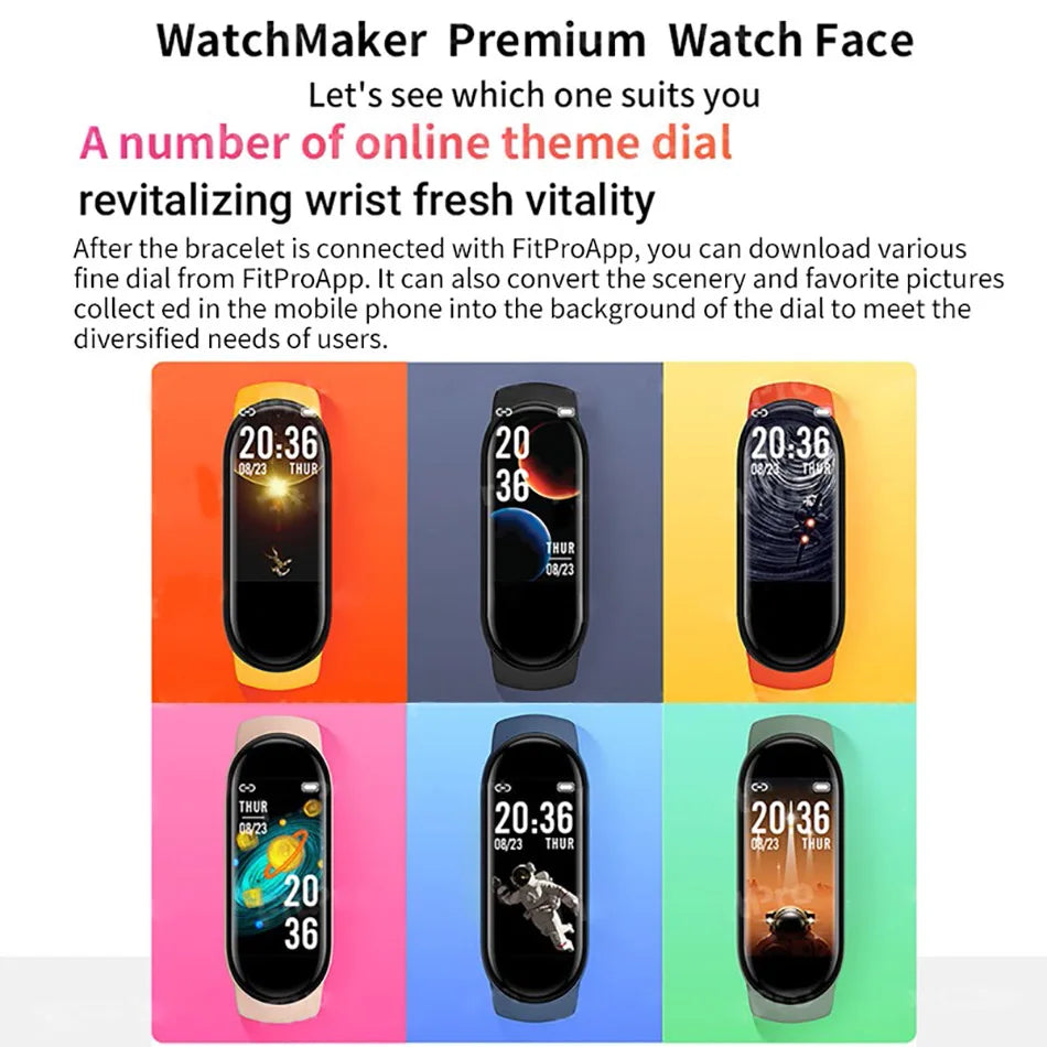 Reloj inteligente M6 para hombre y mujer, pulsera deportiva con Monitor de frecuencia cardíaca y presión arterial, resistente al agua, multifunción