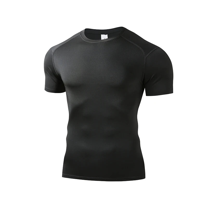 Camiseta para correr para hombre, camisetas deportivas de manga corta de verano para hombre, camiseta de entrenamiento, medias ajustadas, camisetas de compresión para gimnasio y Fitness para hombre