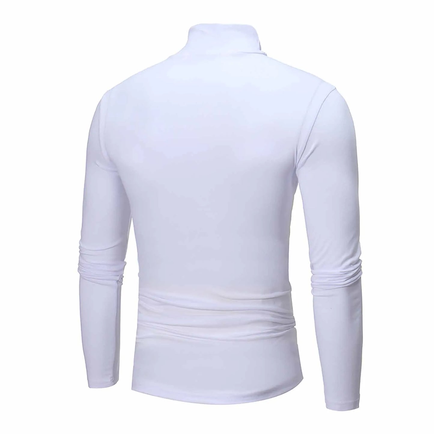 Camiseta básica lisa de fondo para hombre, Jersey informal ajustado de cuello alto básico, Tops finos de otoño y primavera
