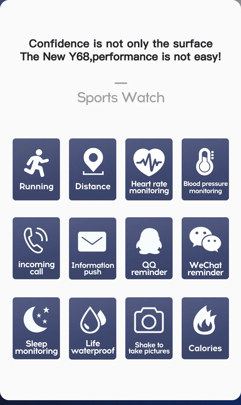 Reloj inteligente multifuncional para hombre y mujer, pulsera deportiva con Bluetooth, Monitor de sueño y música, D20, Y68