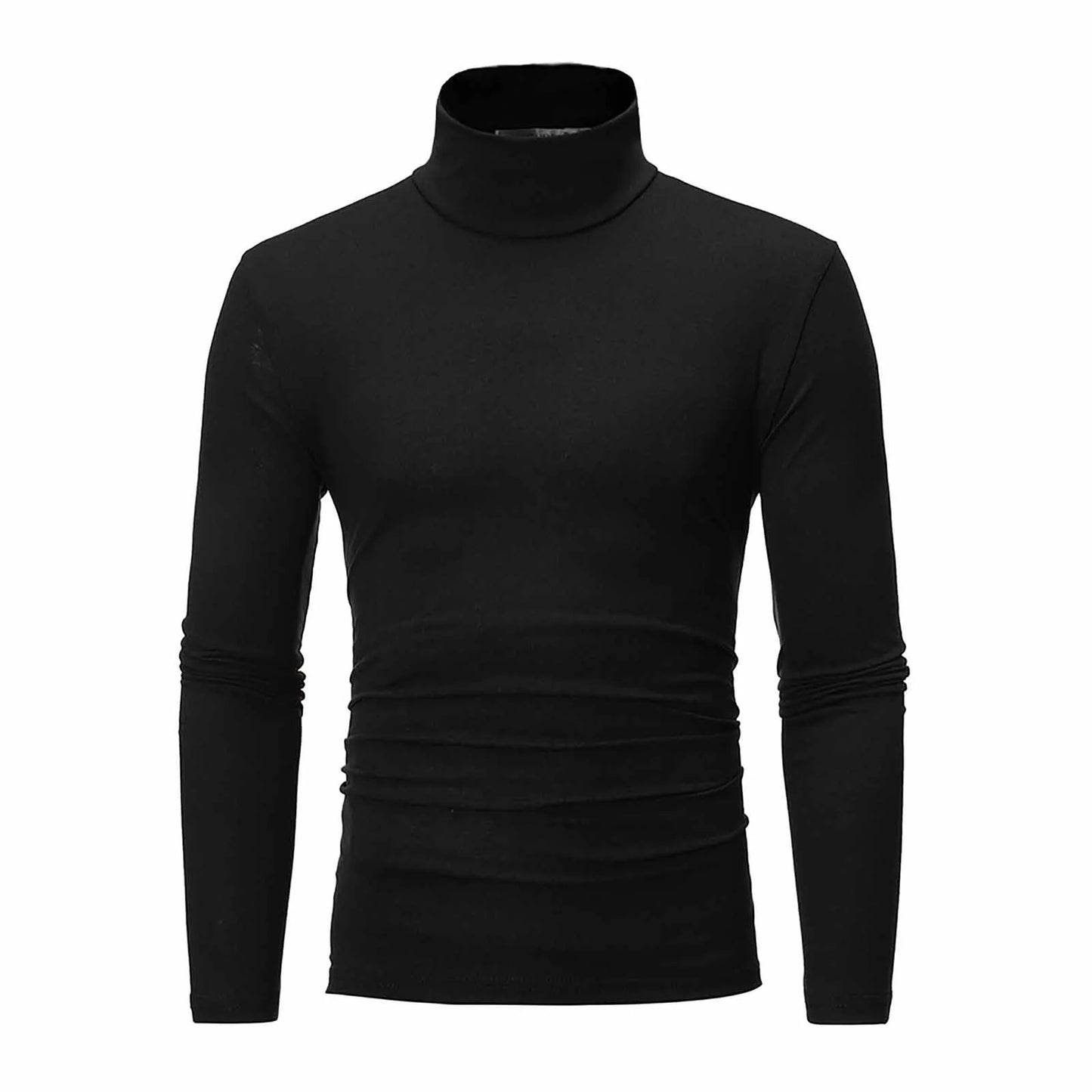Camiseta básica lisa de fondo para hombre, Jersey informal ajustado de cuello alto básico, Tops finos de otoño y primavera