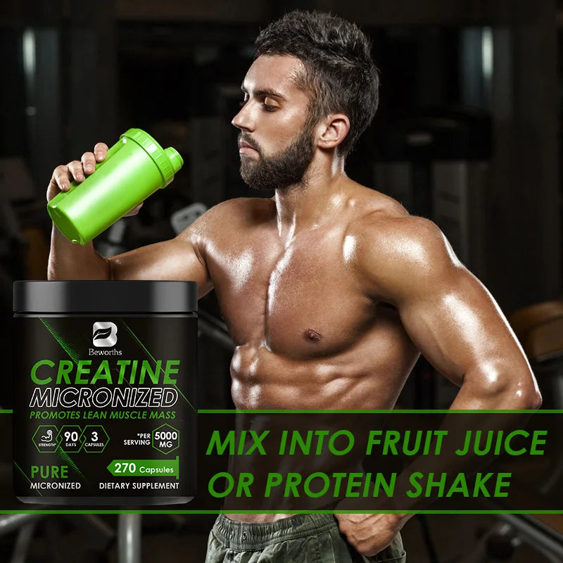 BEWORTHS-creatina monohidrato, suplementos dietéticos deportivos para entrenamiento, construcción muscular, energía celular, mejora la fuerza muscular
