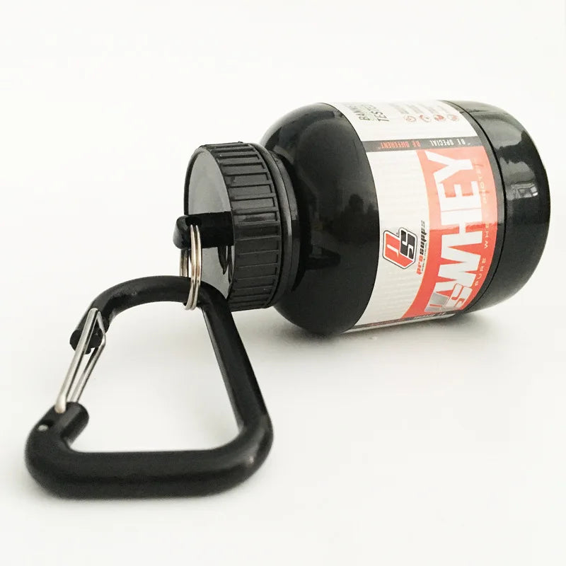 Contenedor de proteína en polvo ZK30, organizador de pastillas, llavero de proteínas, nutrición deportiva, botella de agua, llavero de proteína de suero deportivo