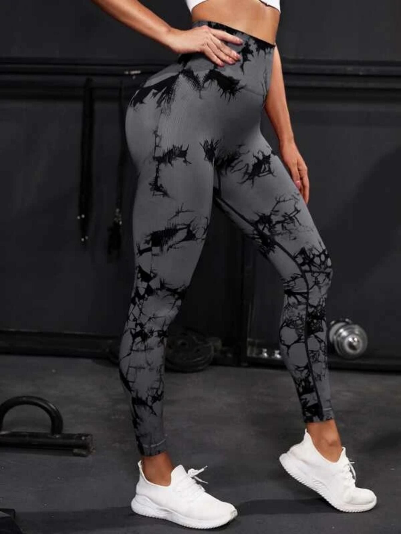 Mallas de cintura alta sin costuras para mujer, Leggings de teñido anudado, pantalones de Yoga para correr y Fitness, medias elásticas de punto de elevación de cadera