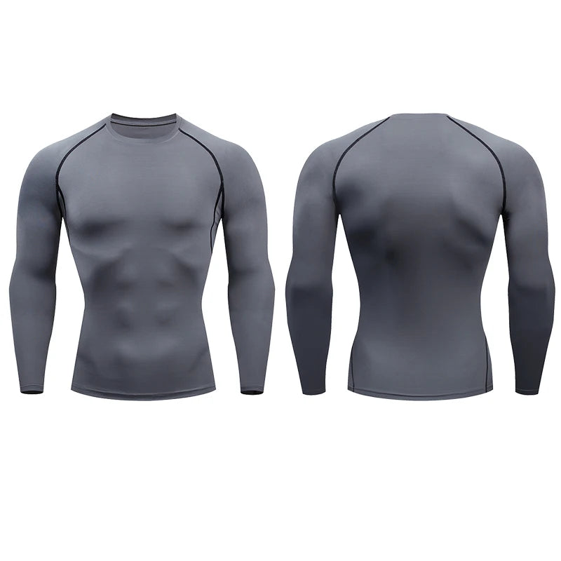 Camiseta de compresión para correr para hombre, camisa deportiva de manga apretado largo para entrenamiento, Jogging, ropa deportiva para gimnasio, ajuste seco, Rashgard