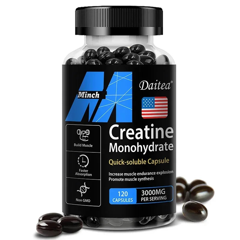 Daitea Creatine Monohidratos de 3000 mg: Fuerza, Músculo y Rendimiento, Suplemento Nutritivo para Adultos Compatible con Keto