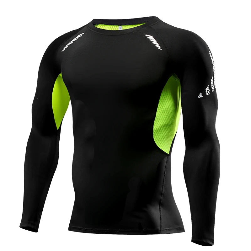 Camiseta de compresión para correr para hombre, camisa deportiva de manga apretado largo para entrenamiento, Jogging, ropa deportiva para gimnasio, ajuste seco, Rashgard