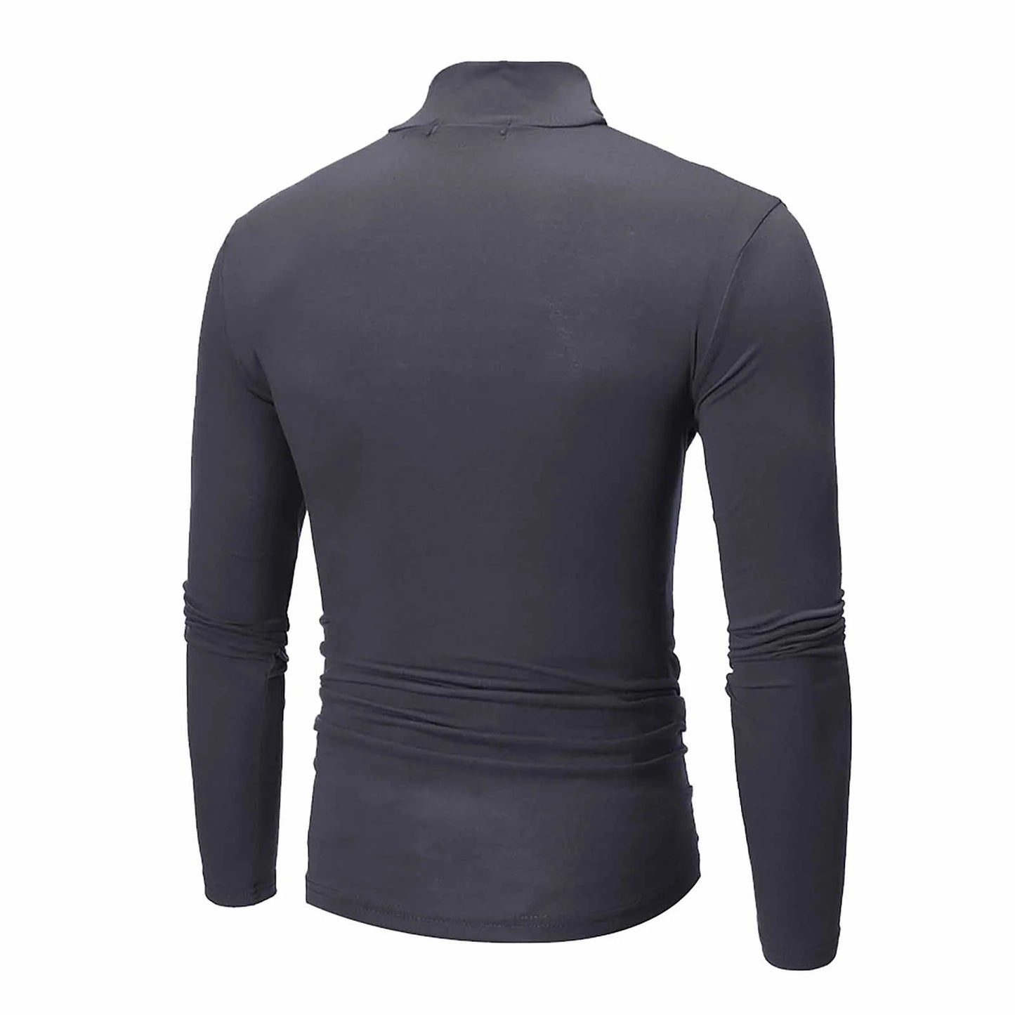Camiseta básica lisa de fondo para hombre, Jersey informal ajustado de cuello alto básico, Tops finos de otoño y primavera