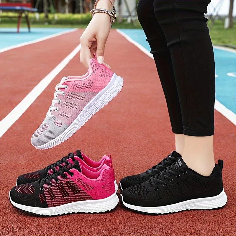 Zapatos de mujer, zapatillas informales, suela blanda, zapatos informales transpirables de malla, zapatos de viaje ligeros para correr, zapatos de verano para mujer