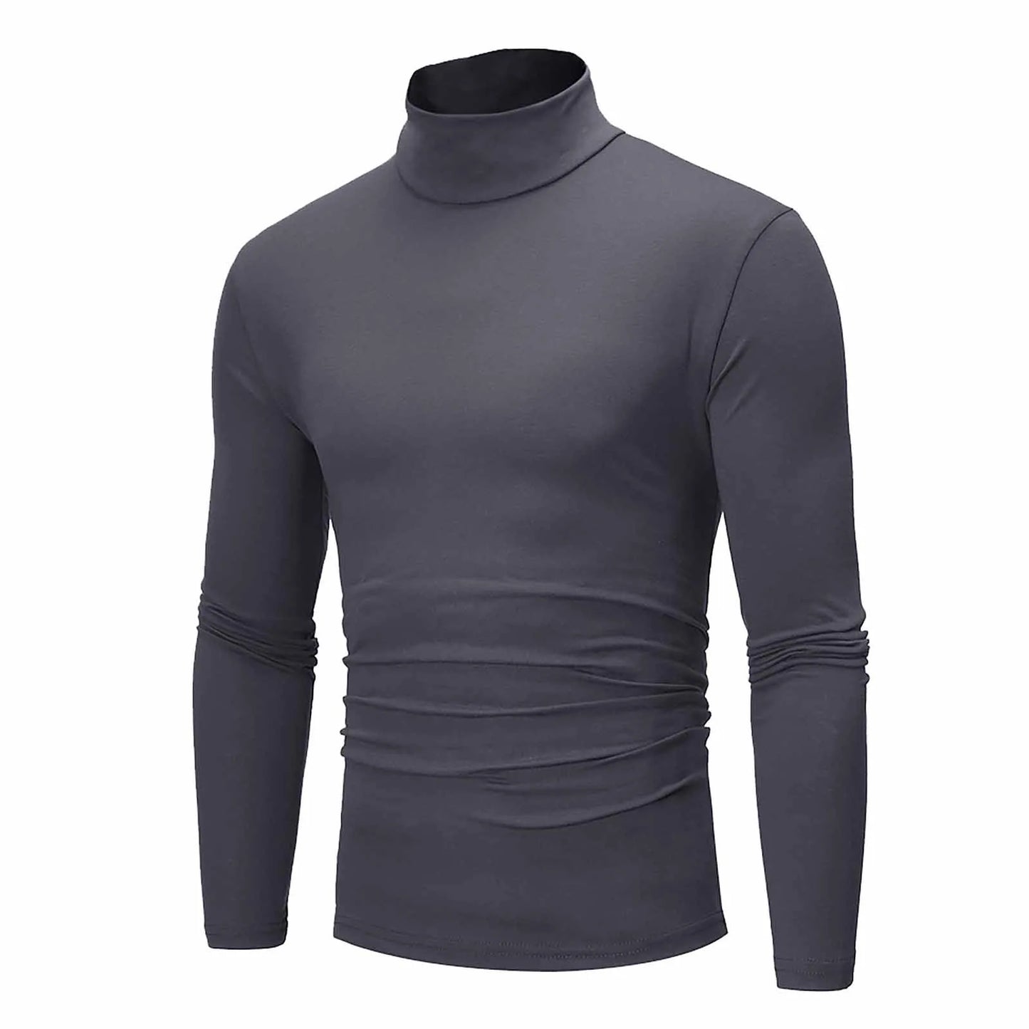 Camiseta básica lisa de fondo para hombre, Jersey informal ajustado de cuello alto básico, Tops finos de otoño y primavera