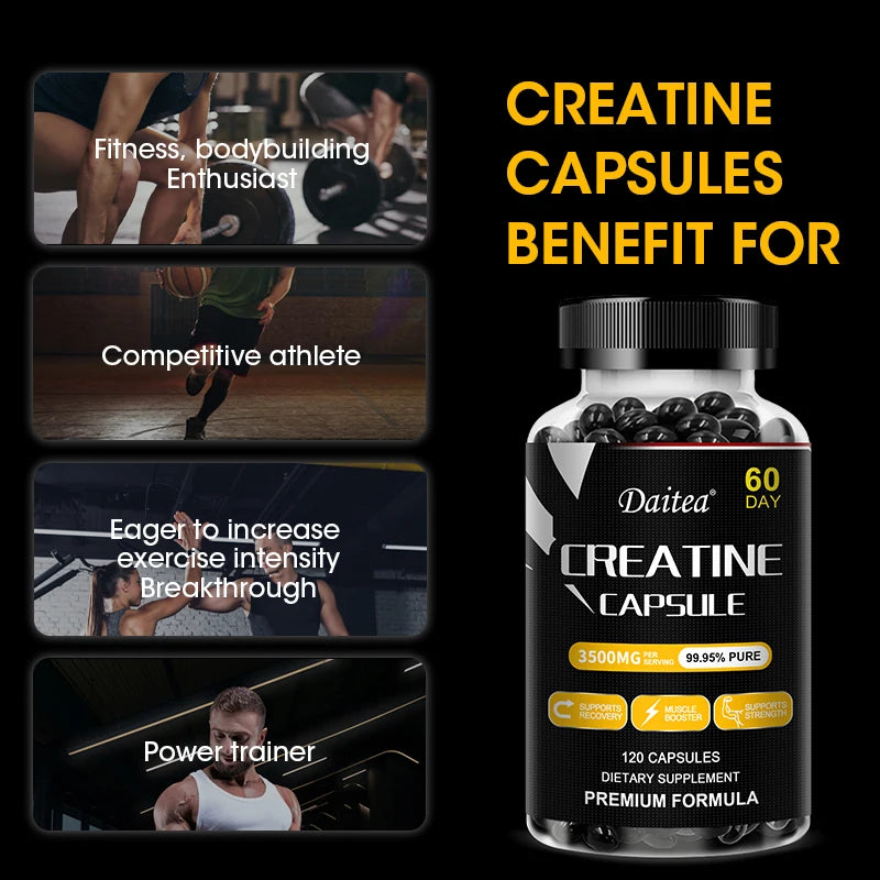 Suplemento de masa muscular Daitea: cápsulas / crecimiento muscular, deseo natural de rendimiento y resistencia