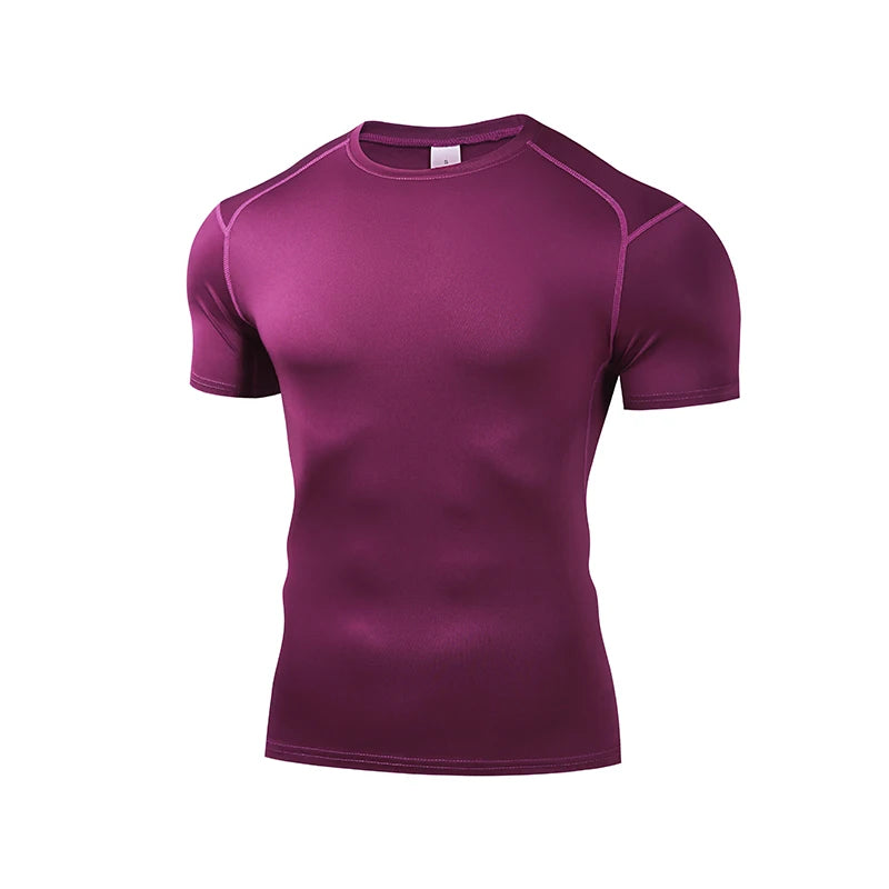 Camiseta para correr para hombre, camisetas deportivas de manga corta de verano para hombre, camiseta de entrenamiento, medias ajustadas, camisetas de compresión para gimnasio y Fitness para hombre