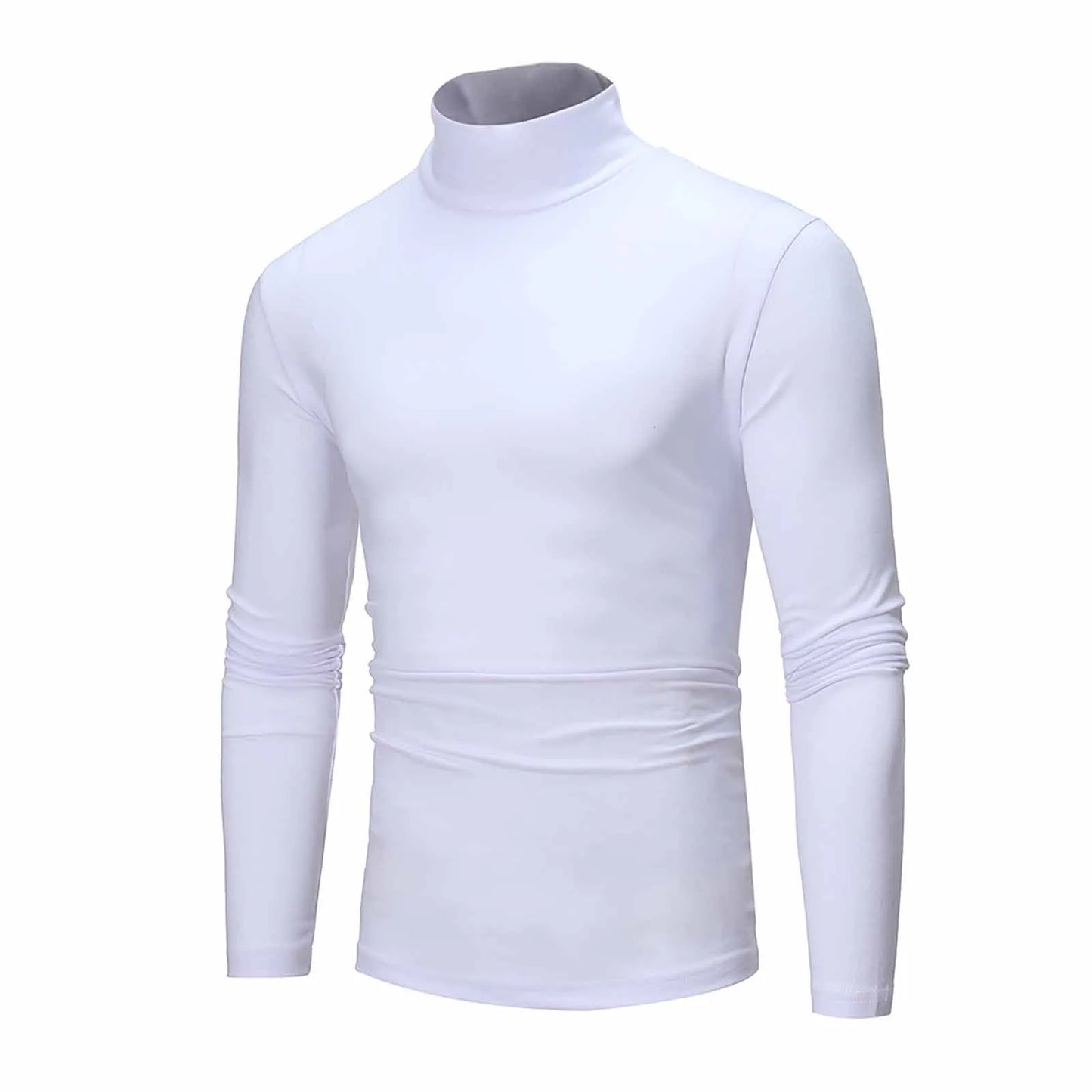 Camiseta básica lisa de fondo para hombre, Jersey informal ajustado de cuello alto básico, Tops finos de otoño y primavera