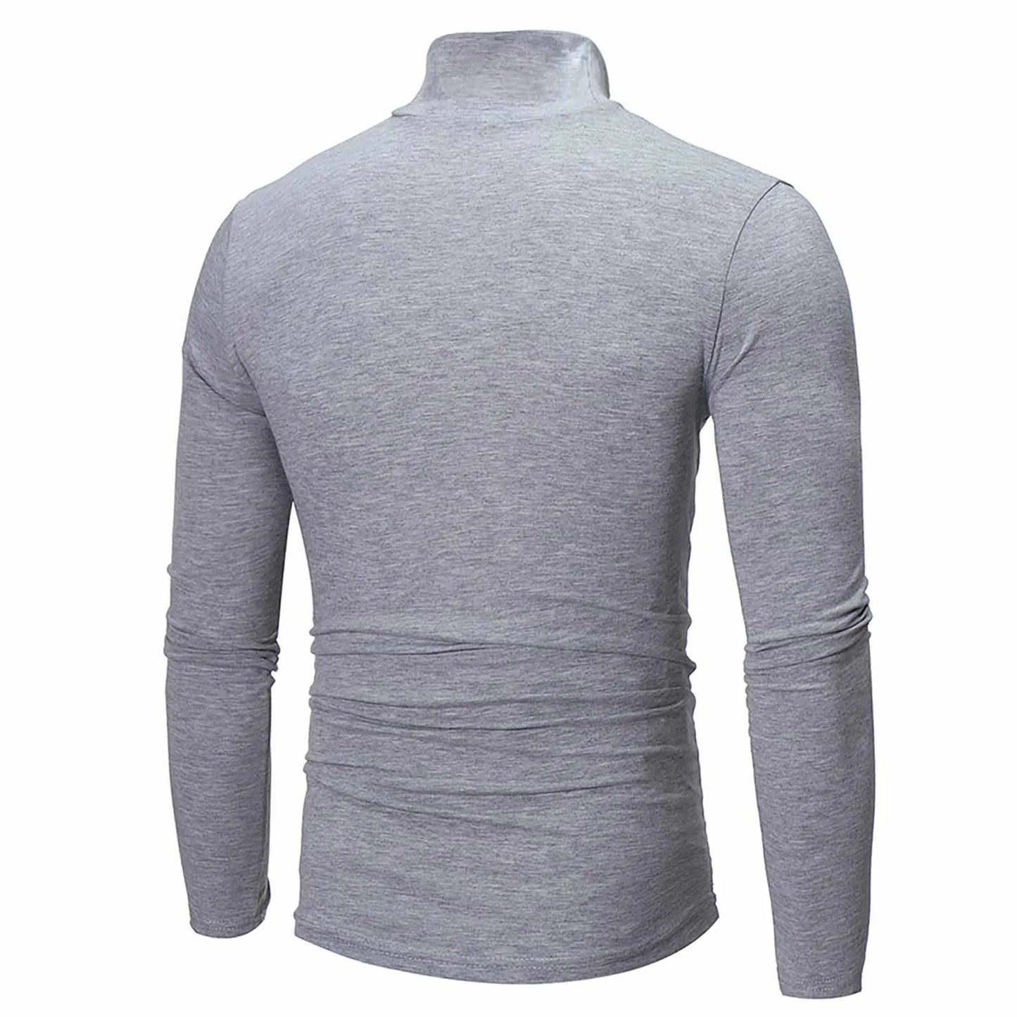 Camiseta básica lisa de fondo para hombre, Jersey informal ajustado de cuello alto básico, Tops finos de otoño y primavera