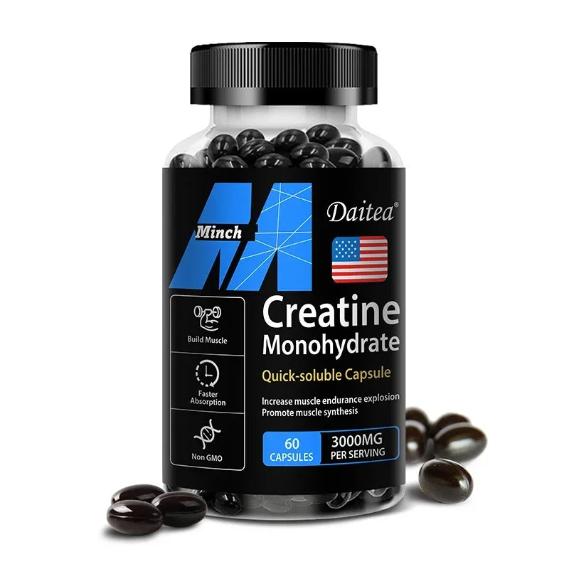 Daitea Creatine Monohidratos de 3000 mg: Fuerza, Músculo y Rendimiento, Suplemento Nutritivo para Adultos Compatible con Keto