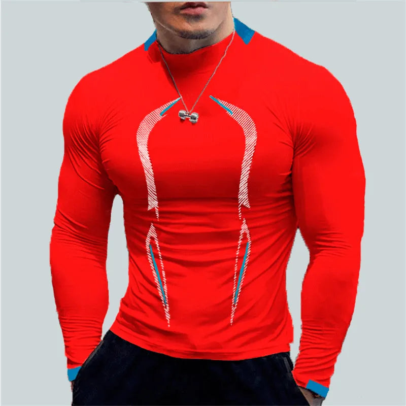 Camiseta de manga larga para hombre, camiseta de compresión de secado rápido para gimnasio, camisas informales de gran tamaño, Tops, blusa transpirable, camisetas, ropa para hombre