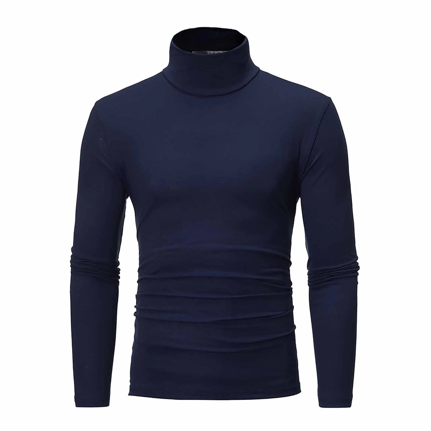 Camiseta básica lisa de fondo para hombre, Jersey informal ajustado de cuello alto básico, Tops finos de otoño y primavera