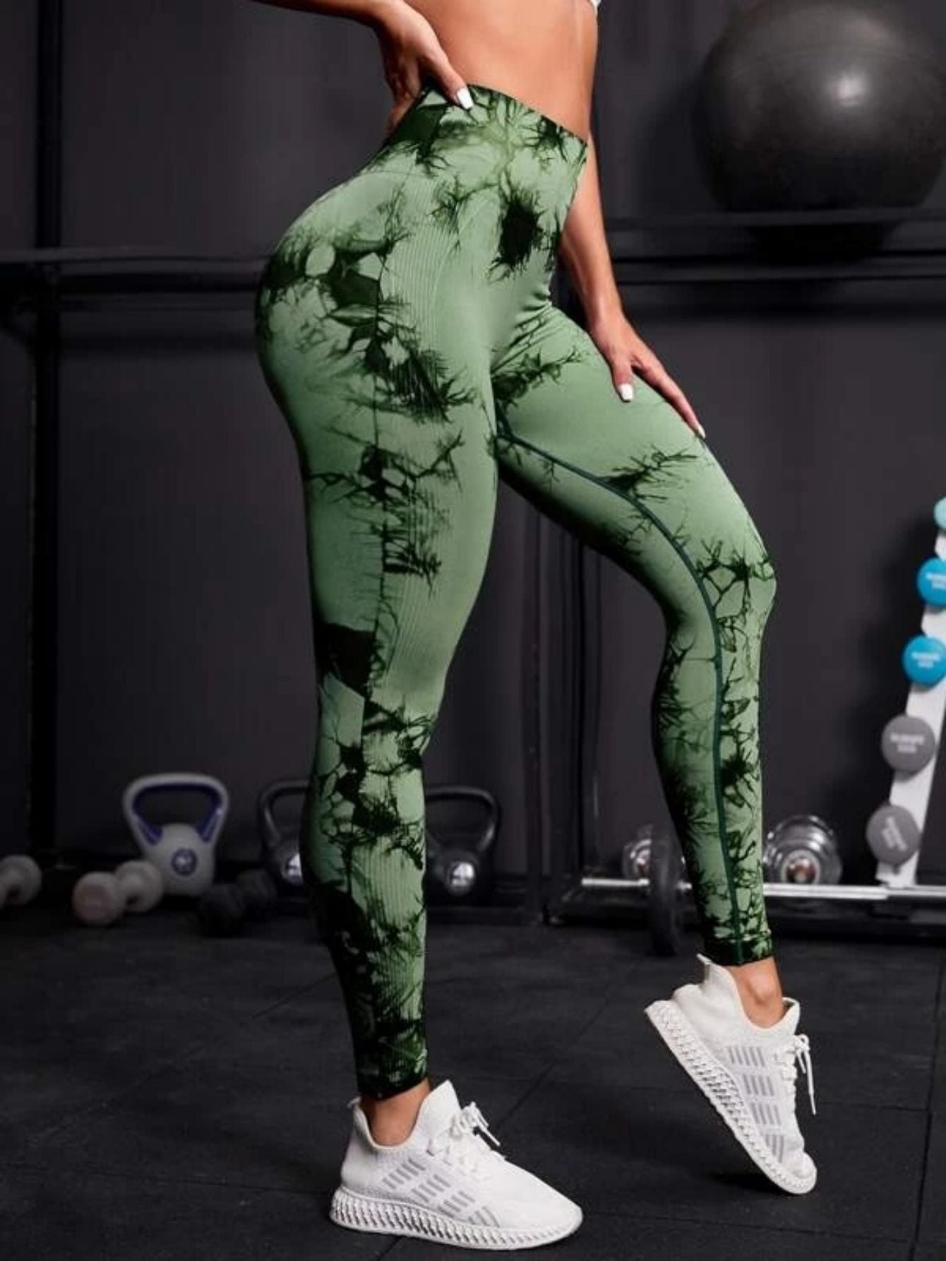 Mallas de cintura alta sin costuras para mujer, Leggings de teñido anudado, pantalones de Yoga para correr y Fitness, medias elásticas de punto de elevación de cadera