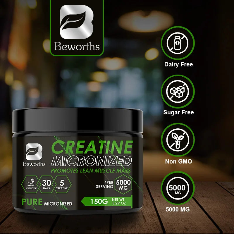 BEWORTHS-creatina monohidrato, suplementos dietéticos deportivos para entrenamiento, construcción muscular, energía celular, mejora la fuerza muscular