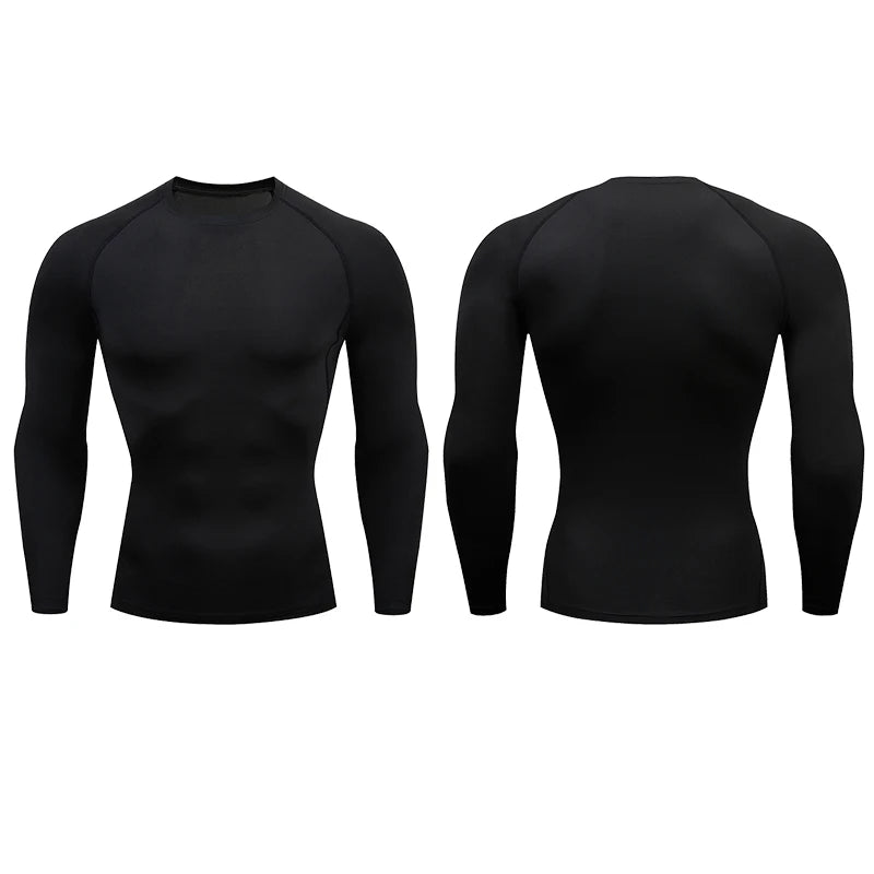 Camiseta de compresión para correr para hombre, camisa deportiva de manga apretado largo para entrenamiento, Jogging, ropa deportiva para gimnasio, ajuste seco, Rashgard