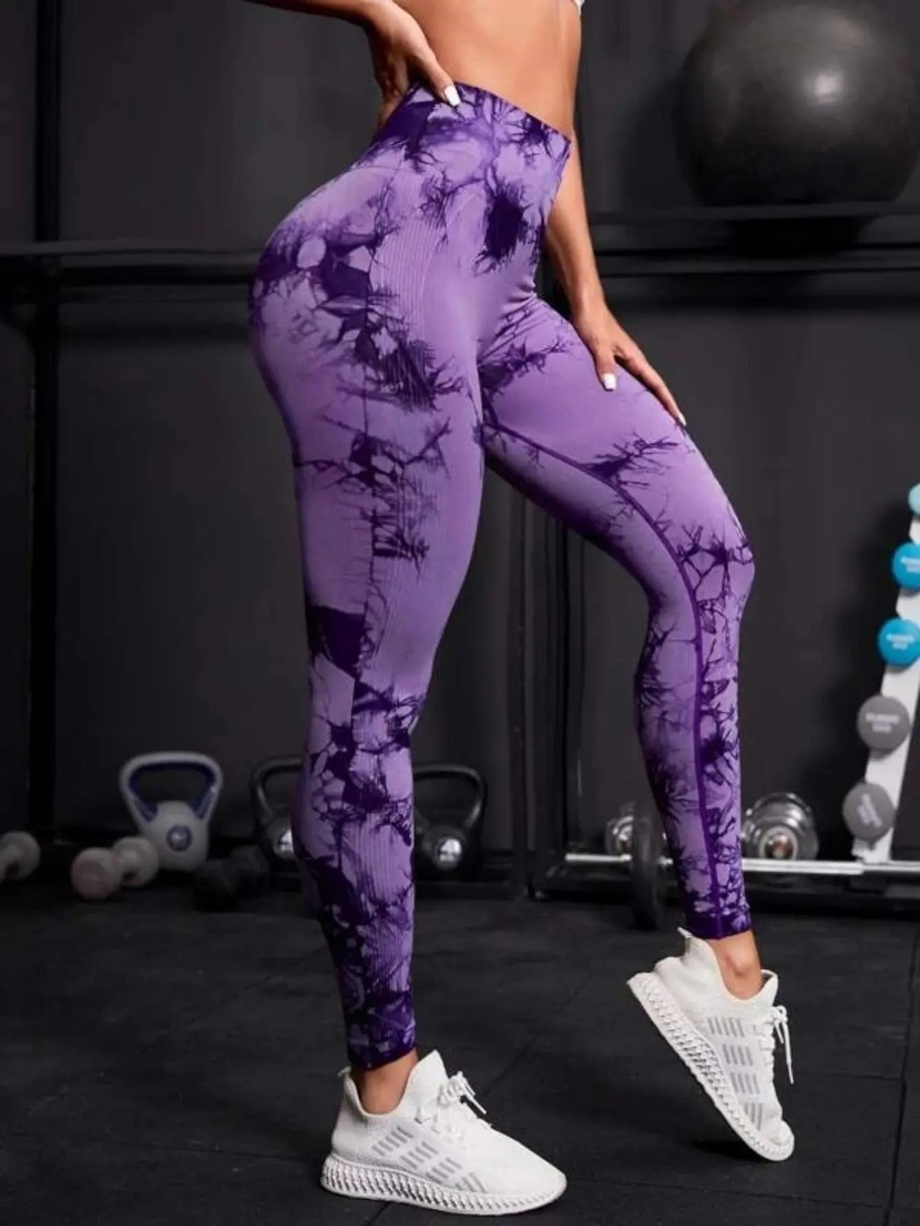 Mallas de cintura alta sin costuras para mujer, Leggings de teñido anudado, pantalones de Yoga para correr y Fitness, medias elásticas de punto de elevación de cadera