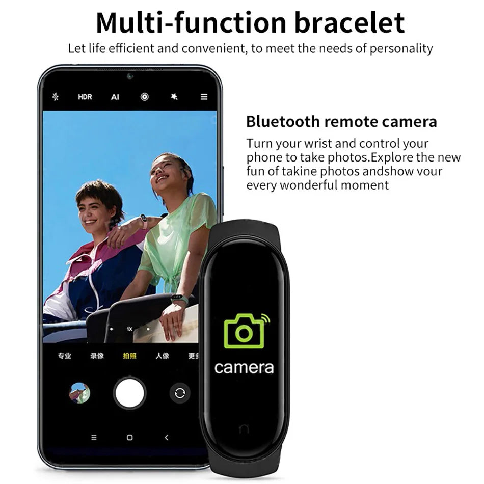 Reloj inteligente M6 para hombre y mujer, pulsera deportiva con Monitor de frecuencia cardíaca y presión arterial, resistente al agua, multifunción