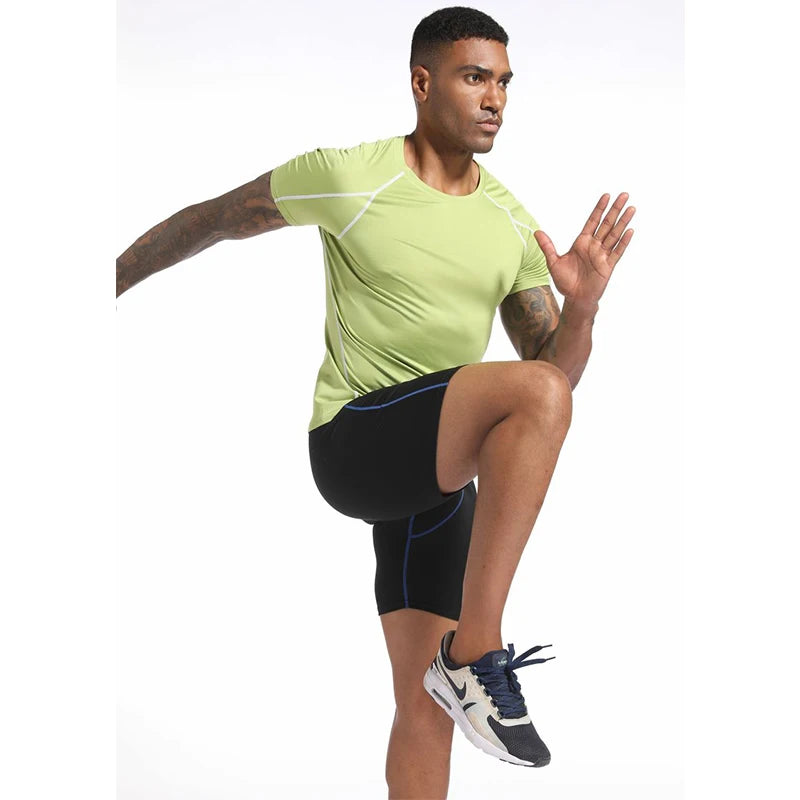 Camiseta para correr para hombre, ropa deportiva de verano, camiseta ajustada para gimnasio, camisetas deportivas para Fitness, medias atléticas elásticas, camisas de compresión para hombre