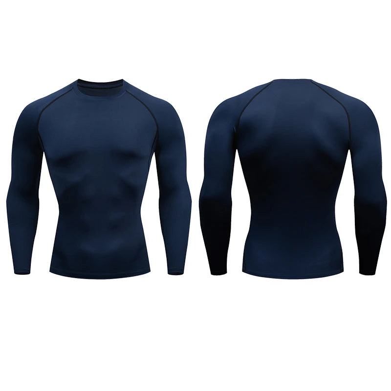 Camiseta de compresión para correr para hombre, camisa deportiva de manga apretado largo para entrenamiento, Jogging, ropa deportiva para gimnasio, ajuste seco, Rashgard