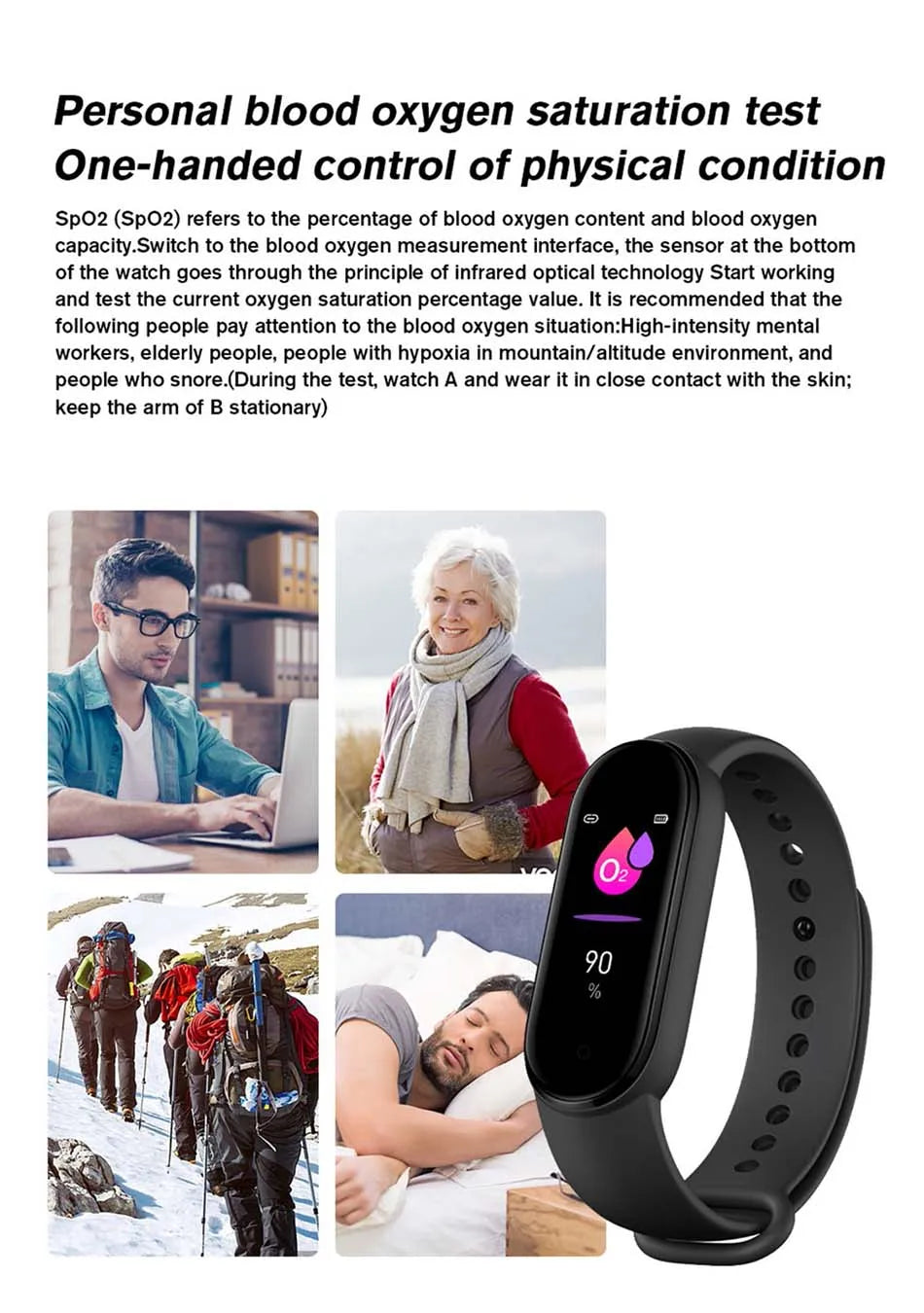 Reloj inteligente M6 para hombre y mujer, pulsera deportiva con Monitor de frecuencia cardíaca y presión arterial, resistente al agua, multifunción
