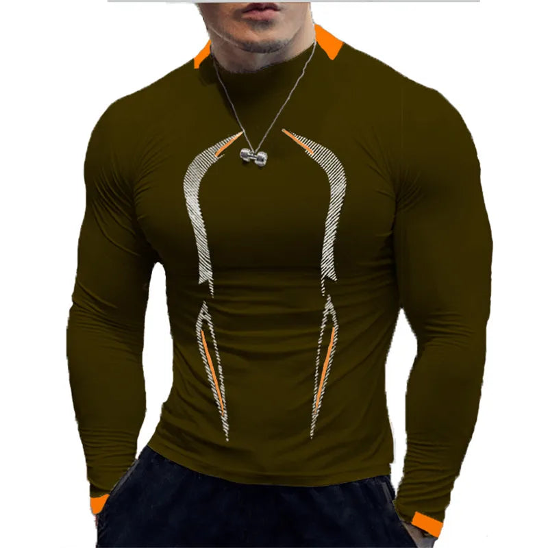 Camiseta de manga larga para hombre, camiseta de compresión de secado rápido para gimnasio, camisas informales de gran tamaño, Tops, blusa transpirable, camisetas, ropa para hombre