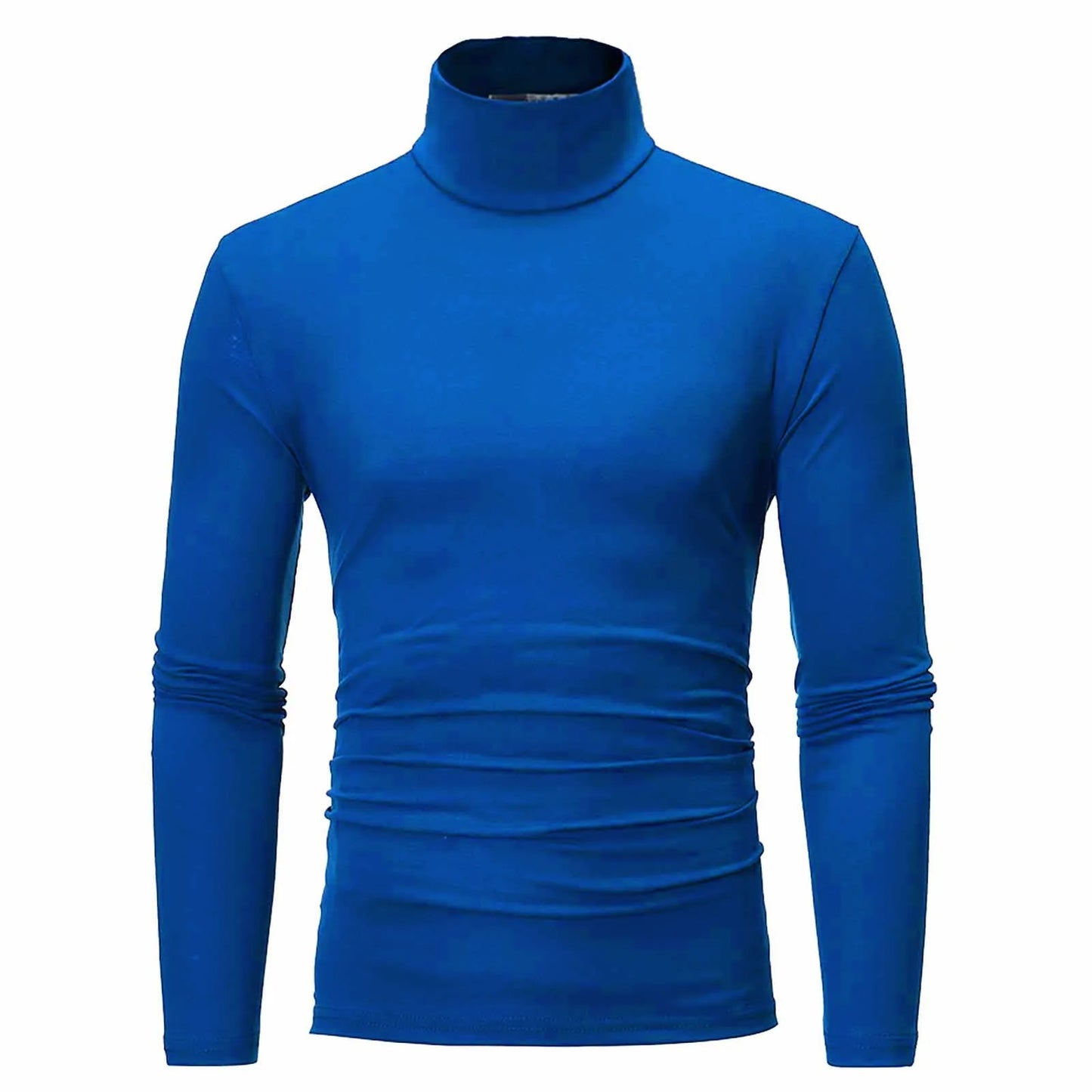 Camiseta básica lisa de fondo para hombre, Jersey informal ajustado de cuello alto básico, Tops finos de otoño y primavera