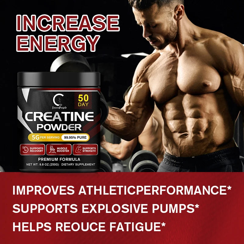 GPGP GreenPeople Polvo de monohidrato de creatina Polvo de creatina Recuperación muscular Constructor muscular para hombres y mujeres Suplementos de entrenamiento