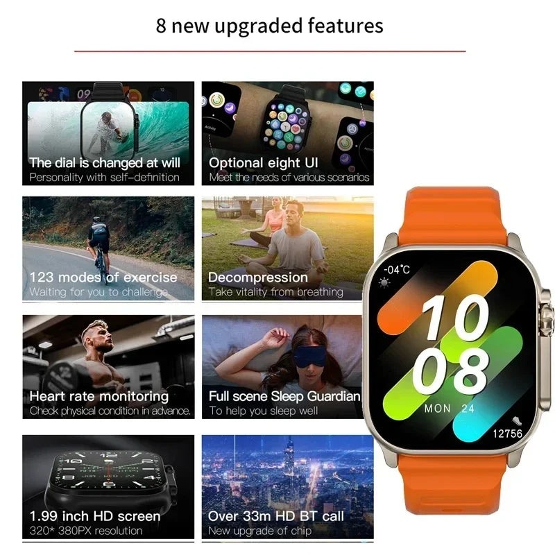 LAXASFIT 2025 el más nuevo reloj inteligente Bluetooth llamada de voz Monitor de ritmo cardíaco pulsera deportiva para Android IOS reloj inteligente regalo