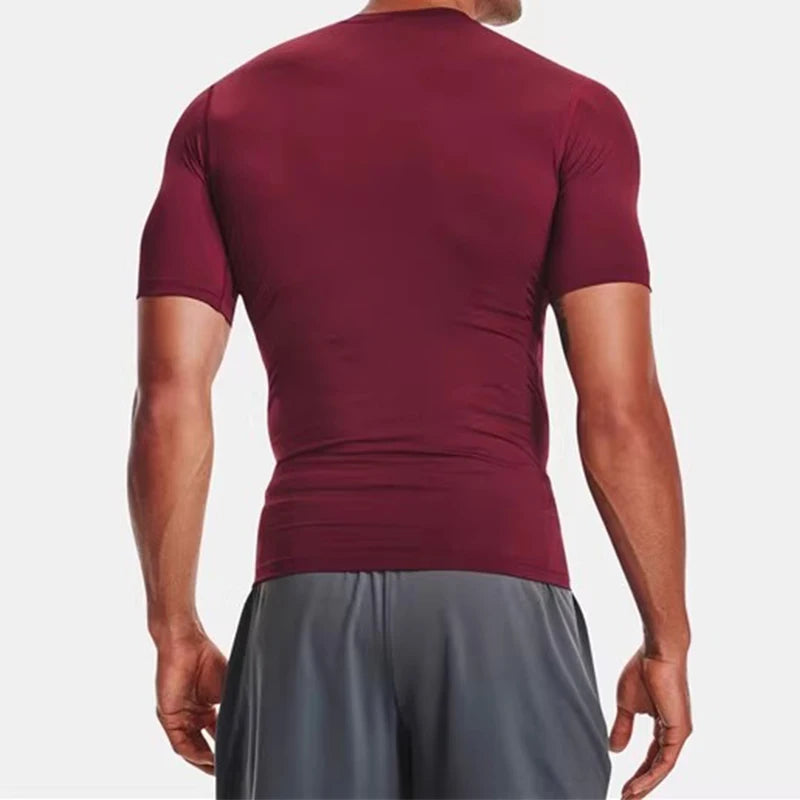 Camiseta para correr para hombre, camisetas deportivas de manga corta de verano para hombre, camiseta de entrenamiento, medias ajustadas, camisetas de compresión para gimnasio y Fitness para hombre