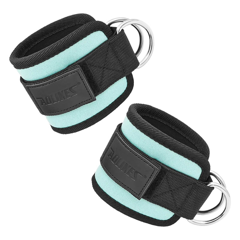 AOLIKES-Puños acolchados ajustables para muñeca y tobillo, correas acolchadas, anillo en D, cola para máquina de Cable, Ideal para ejercicios de glúteos