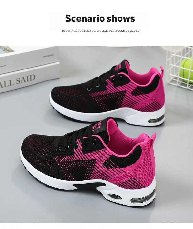 Zapatos de mujer, zapatillas informales, suela blanda, zapatos informales transpirables de malla, zapatos de viaje ligeros para correr, zapatos de verano para mujer